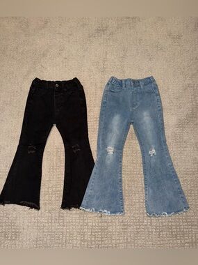 Like New Girls Flared Distressed Stretch Jeans Set Size 6